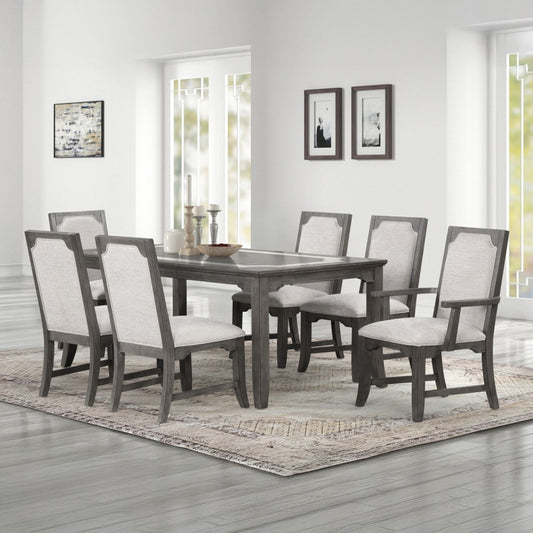 Lisbon - 7 Piece Dining Room Set (Rectangle Dining Table With 4 Chairs & 2 Arms Chairs) - Dark Gray / Gray 7 Piece Dining Room Sets by New Classic - Walls Furniture & Mattress