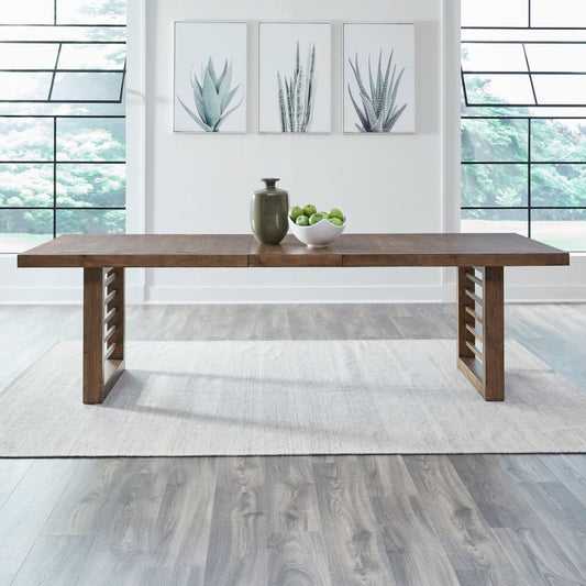 Shaker Lakes - Double Pedestal Table Set - Harvest Brown Dining Tables with Extensions by Liberty Furniture - Walls Furniture & Mattress