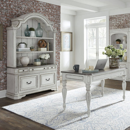 Magnolia Manor - 3 Piece Home Office Set (Desk & Hutch) - White 3 Piece Home Office Sets by Liberty Furniture - Walls Furniture & Mattress