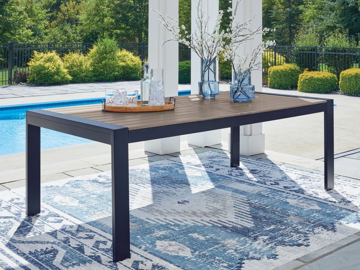 East Beach - Rectangular Dining Table With Umbrella Option - Blue Dining Tables by Signature Design by Ashley® - Walls Furniture & Mattress