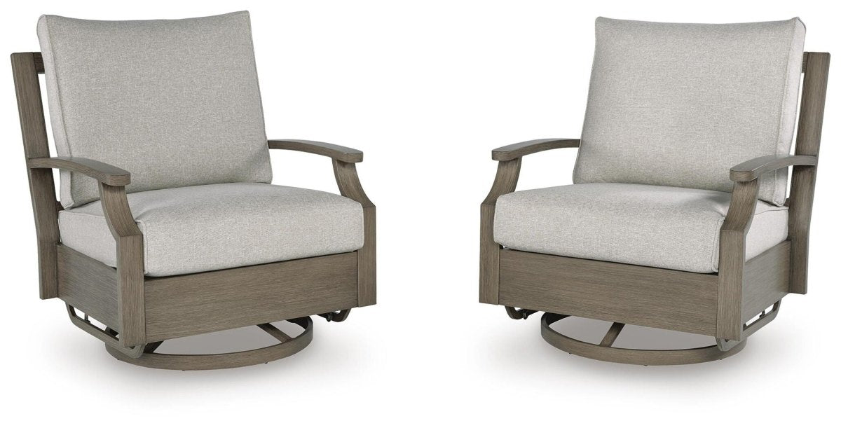 Rainier Ranch - Swivel Glider Chair With Cushion - Brown / Beige Swivel Chairs by Signature Design by Ashley® - Walls Furniture & Mattress