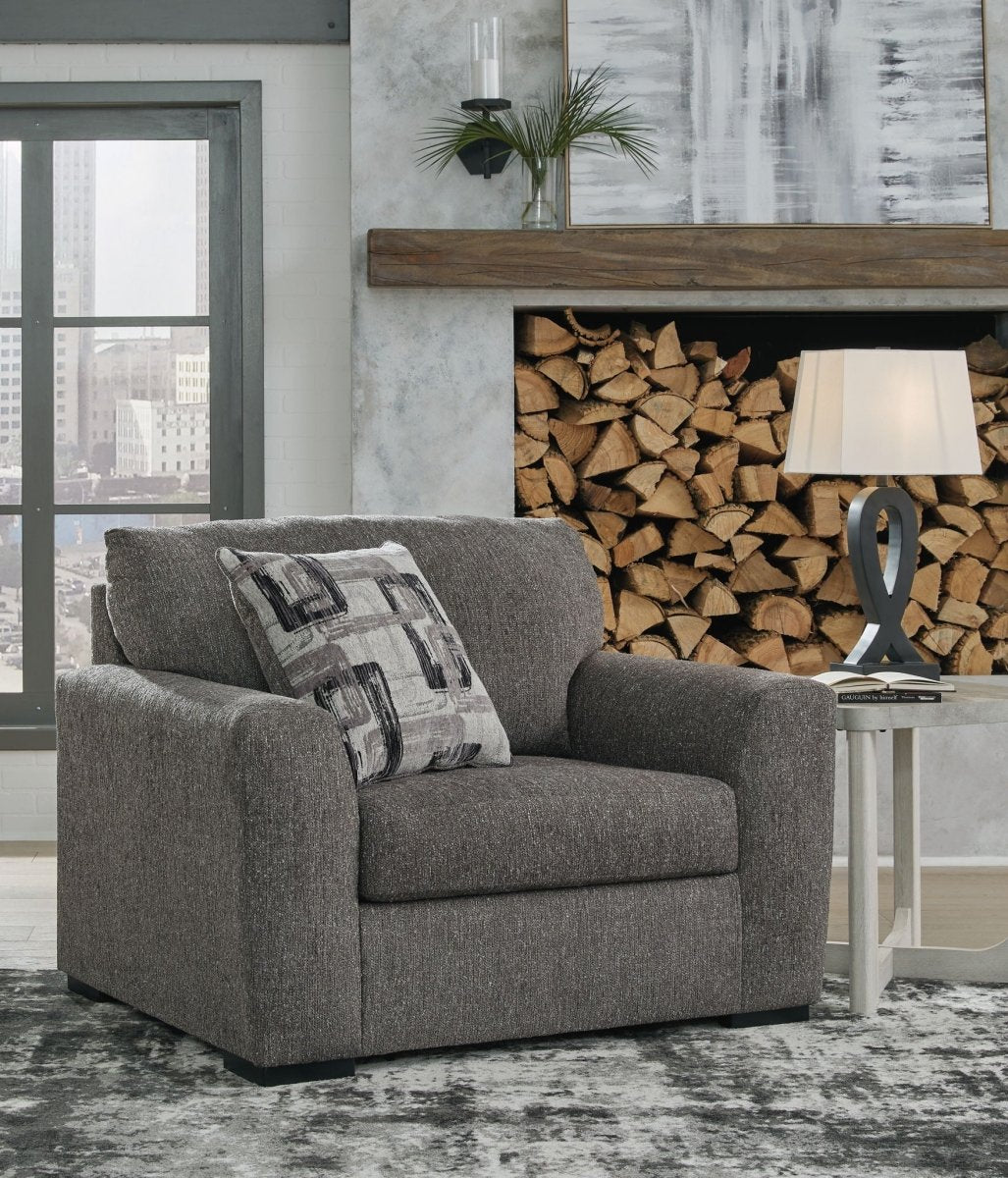 Gardiner - 2 Pc. - Chair And A Half, Ottoman - Pewter Stationary Chair & Ottoman by Signature Design by Ashley® - Walls Furniture & Mattress