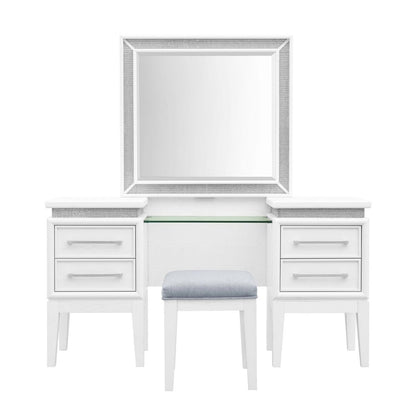 Reflections - 3 Piece Vanity Set - Pearl White & Rhinestone Vanity Sets by Liberty Furniture - Walls Furniture & Mattress