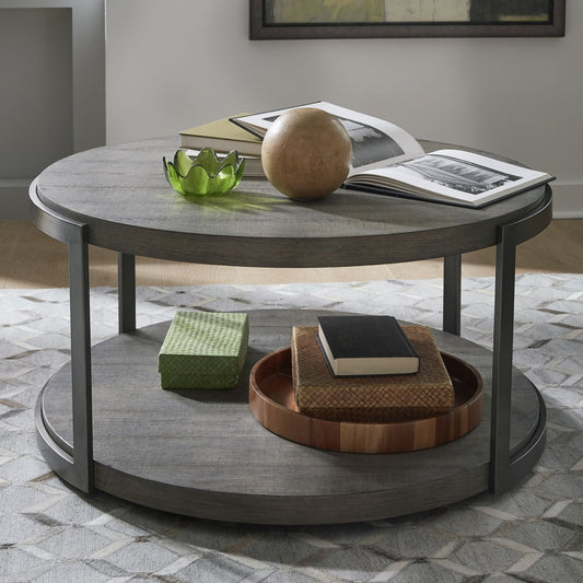 Modern View - Round Cocktail Table - Dark Gray Cocktail Tables by Liberty Furniture - Walls Furniture & Mattress