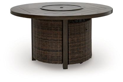 Monterey Point - Round Fire Pit Table - Dark Brown Fire Pits by Signature Design by Ashley® - Walls Furniture & Mattress