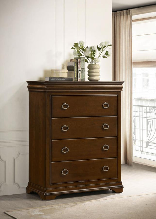 Garland - 4 - Drawer Bedroom Chest Of Drawers - Brown Cherry Accent Chests by Coaster Fine Furniture - Walls Furniture & Mattress