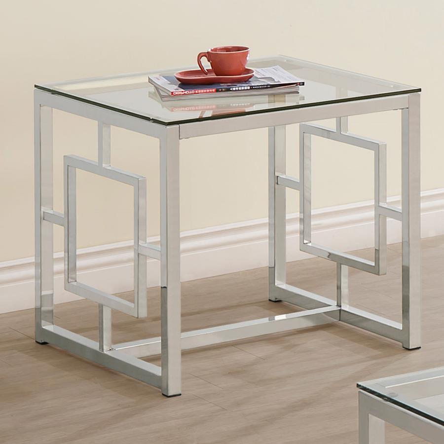 Merced - Glass Top Metal Table End Tables by CoasterEssence - Walls Furniture & Mattress