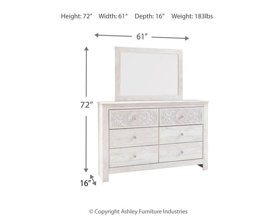 Paxberry - Dresser, Mirror - Medallion Drawer Pulls - Whitewash Dresser & Mirror by Signature Design by Ashley® - Walls Furniture & Mattress