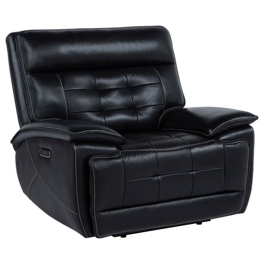 Hewitt - Leather Upholstered Dual Power Recliner Chair - Black Reclining Chairs by Coaster Fine Furniture - Walls Furniture & Mattress