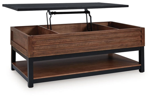 Kallari - Warm Brown / Black - Lift Top Cocktail Table Cocktail Tables by Signature Design by Ashley® - Walls Furniture & Mattress