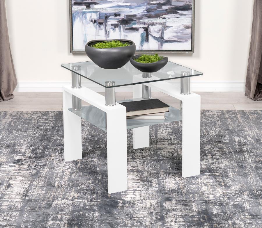Dyer - 1 - Shelf Rectangular Glass Top Table End Tables by CoasterEveryday - Walls Furniture & Mattress