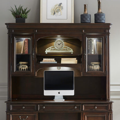 Brayton Manor - Jr Executive Credenza Hutch - Cognac Hutches by Liberty Furniture - Walls Furniture & Mattress