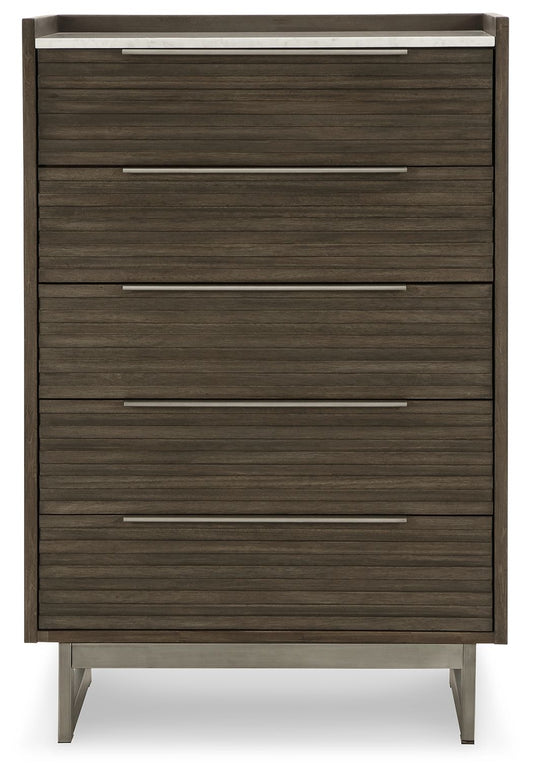 Arkenton - Grayish Brown / White - Five Drawer Chest