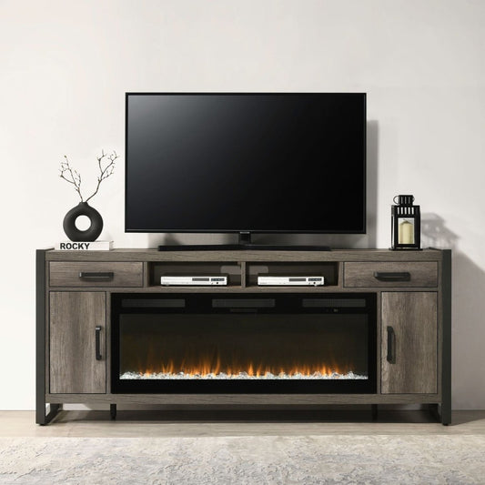 Fireplace TV Consoles - 686 78" Console With Fire FTS - Brown Fireplace TV Stands by Liberty Furniture - Walls Furniture & Mattress