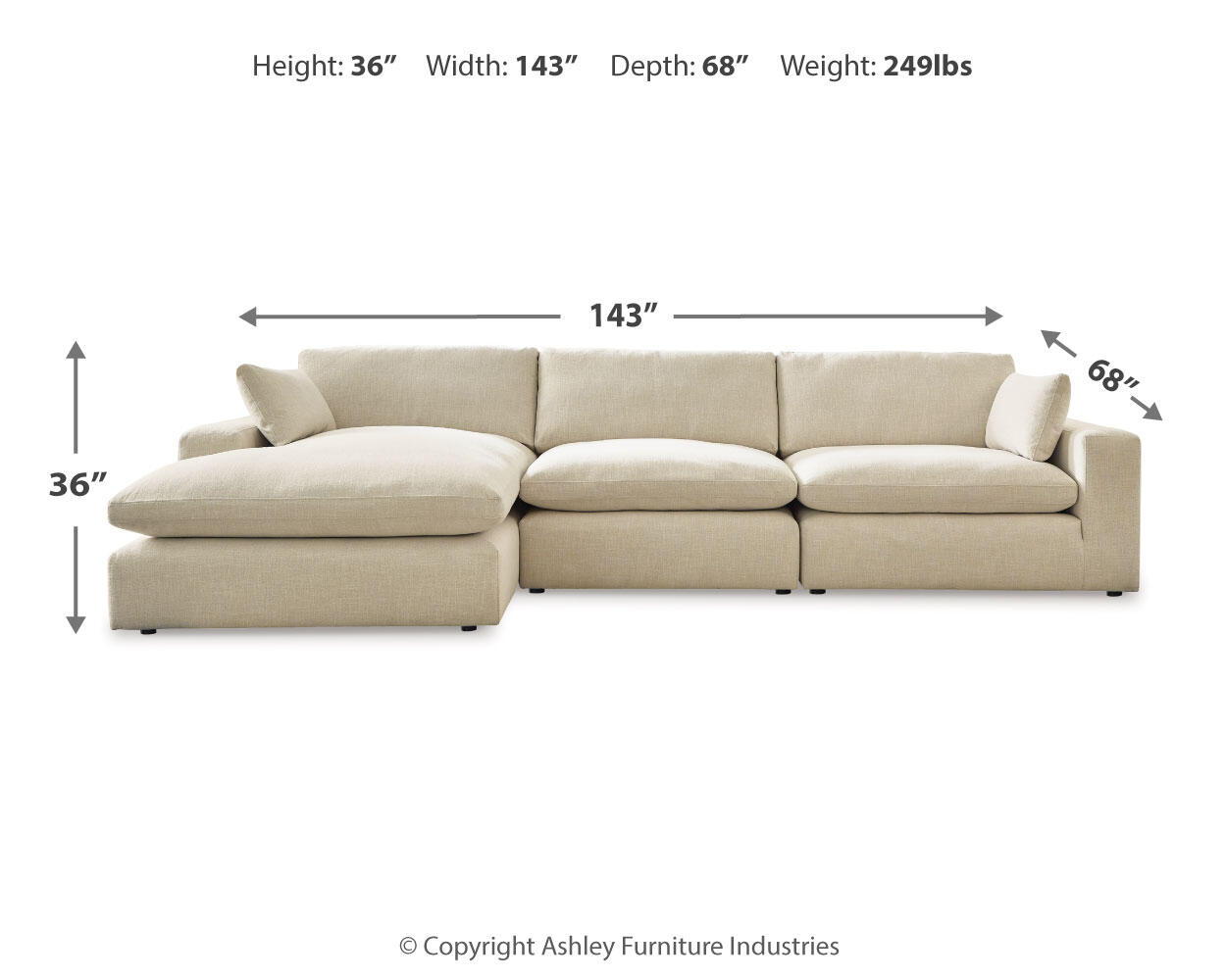 Elyza - Sectional Stationary Sectionals by Benchcraft® - Walls Furniture & Mattress