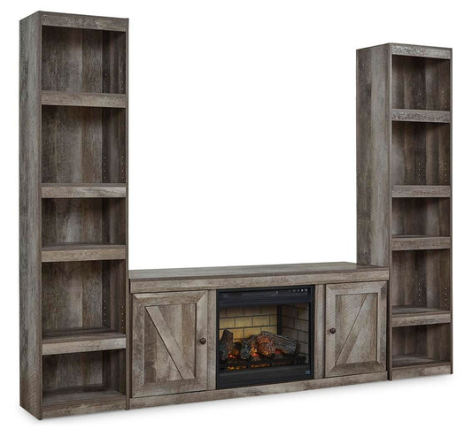 Wynnlow - 3-Piece Entertainment Center With Electric Fireplace - Gray Entertainment Centers by Signature Design by Ashley® - Walls Furniture & Mattress