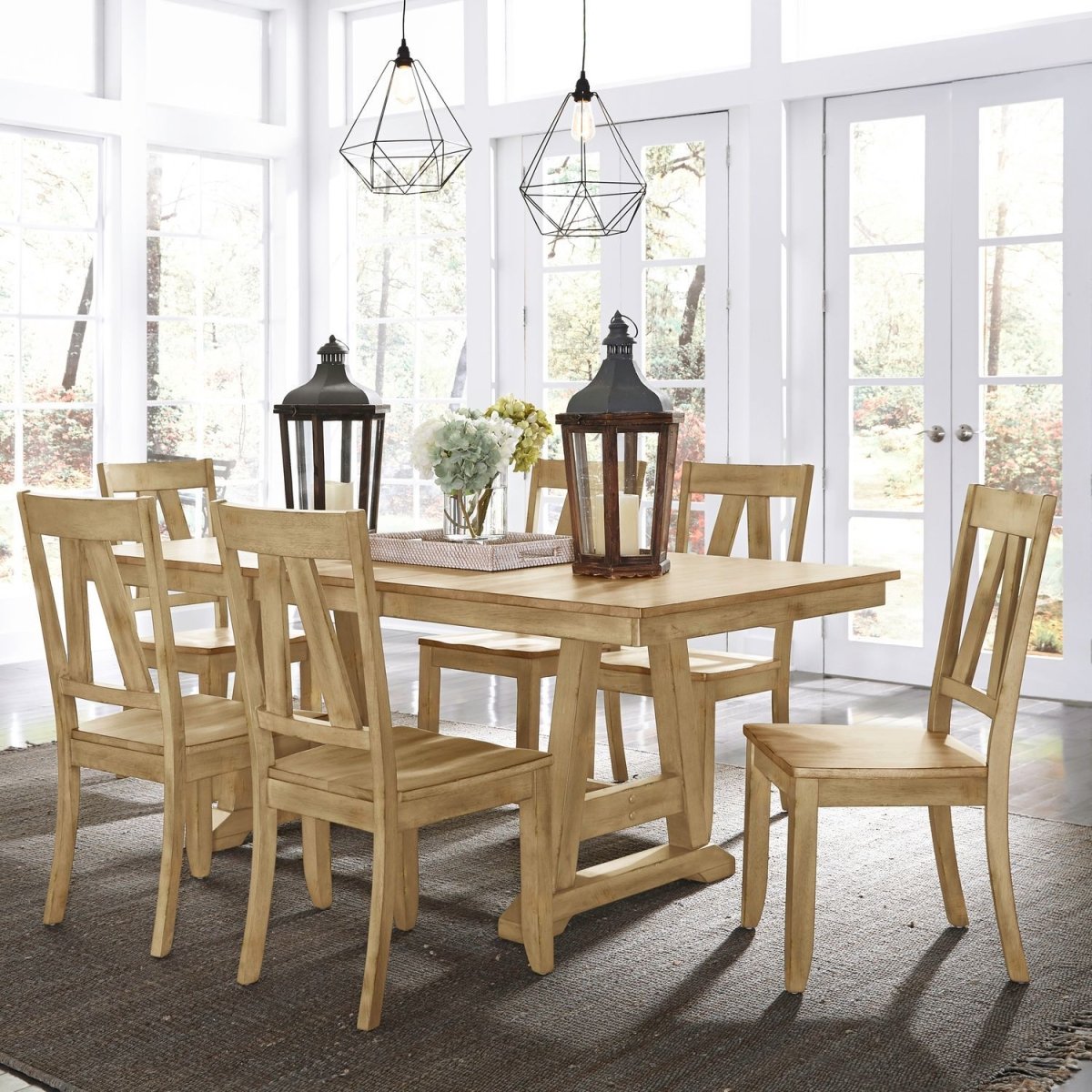 Lindsey Farm - Trestle Table Set 5 Piece Dining Room Sets by Liberty Furniture - Walls Furniture & Mattress