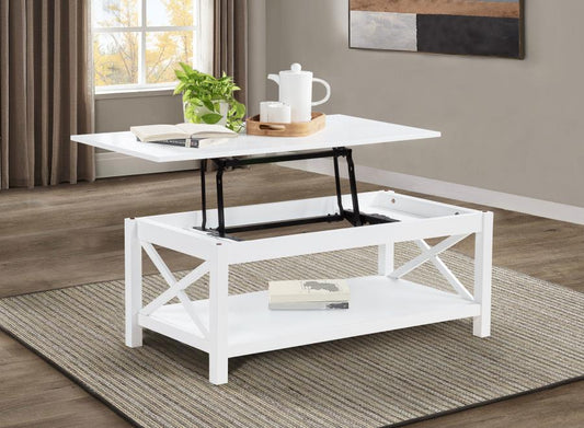 Skyview - 44" Rectangular Lift Top Coffee Table - White Coffee Tables by Coaster Fine Furniture - Walls Furniture & Mattress