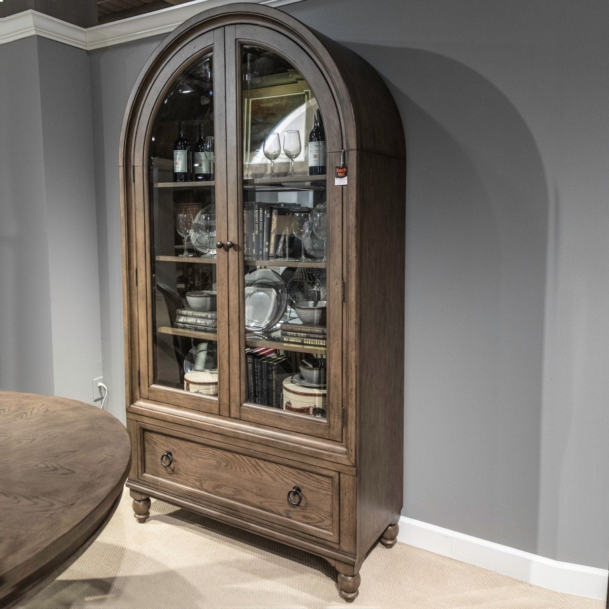 Americana Farmhouse - Arched Display Cabinet - Brown Display Cabinets by Liberty Furniture - Walls Furniture & Mattress