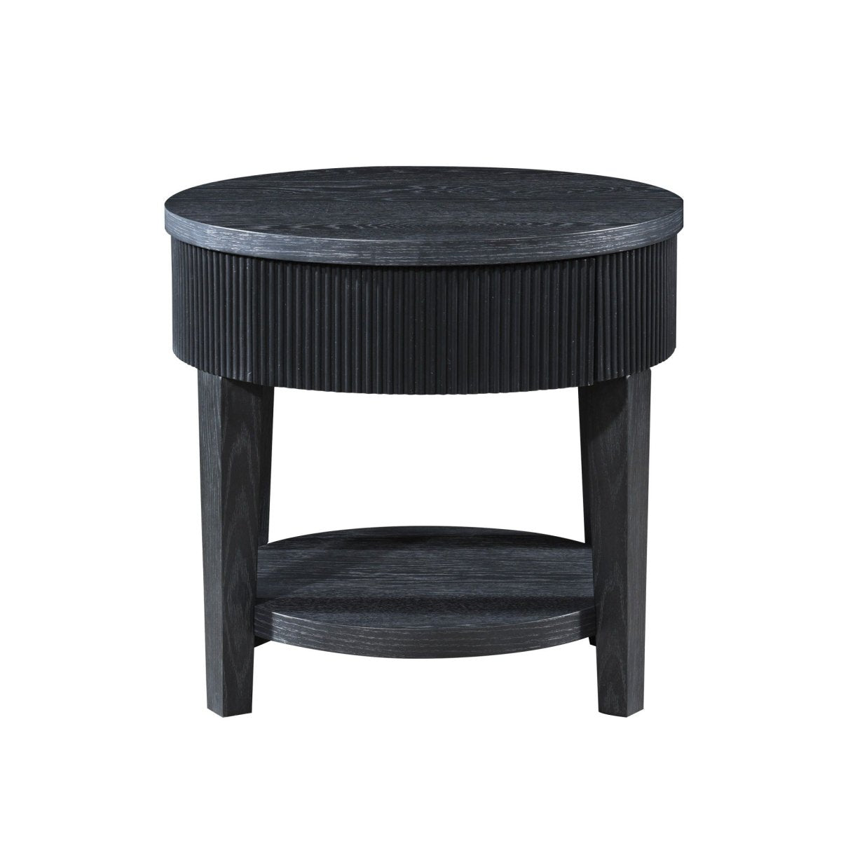 Tate - Round One Drawer End Table - Black End Tables by New Classic - Walls Furniture & Mattress