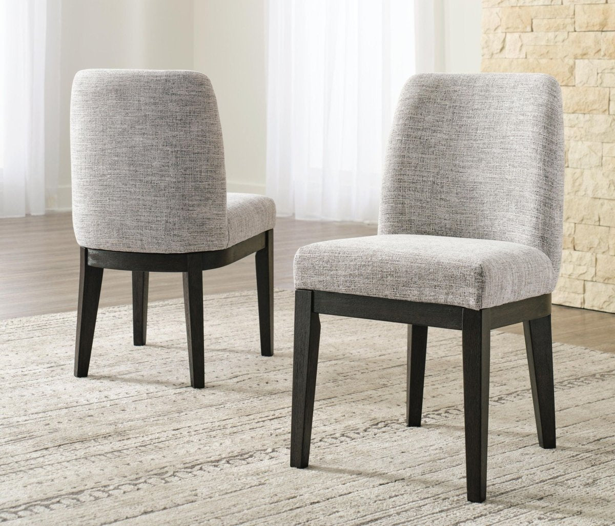 Burkhaus - Dining UPH Side Chair (Set of 2) - Beige / Dark Brown Chair Sets by Signature Design by Ashley® - Walls Furniture & Mattress