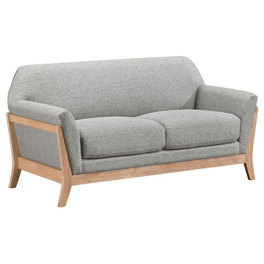 Vaughn - Fabric Upholstered Flared Arm Loveseat - Gray Stationary Loveseats by Coaster Fine Furniture - Walls Furniture & Mattress