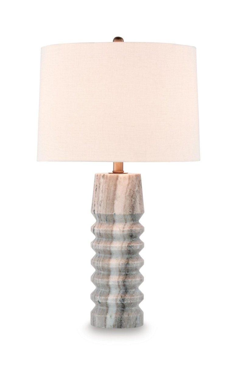 Desmont - Marble Table Lamp - White / Beige / Gray Table Lamps by Signature Design by Ashley® - Walls Furniture & Mattress