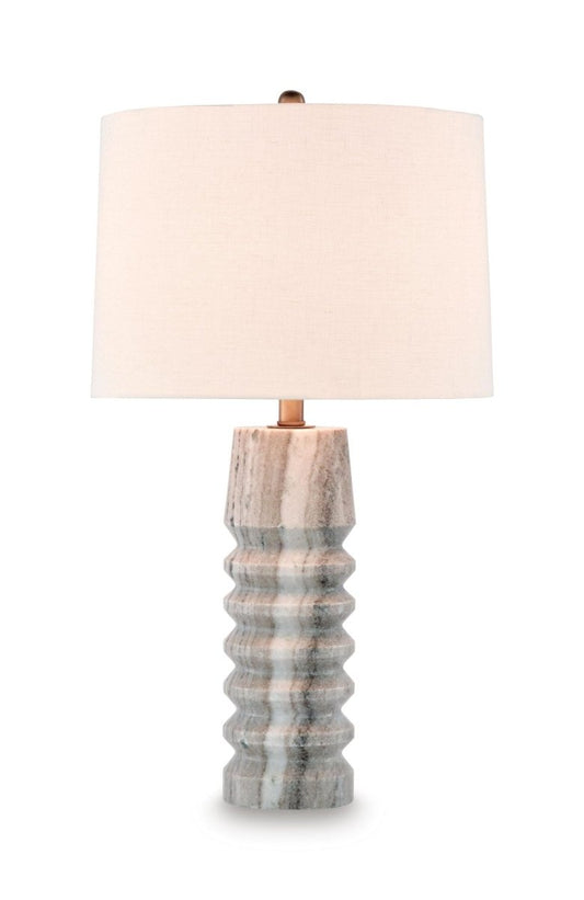 Desmont - Marble Table Lamp - White / Beige / Gray Table Lamps by Signature Design by Ashley® - Walls Furniture & Mattress