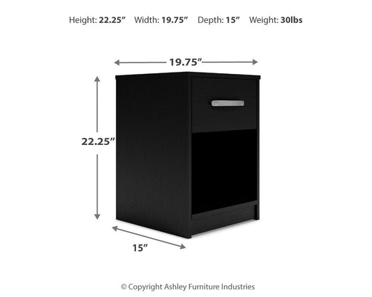Finch - One Drawer Night Stand - 23" Height - Black Accent Nightstands by Signature Design by Ashley® - Walls Furniture & Mattress