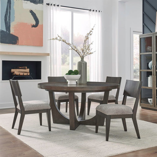 Cascade Falls - 5 Piece Pedestal Table Set - Satin Espresso / Brown 5 Piece Dining Room Sets by Liberty Furniture - Walls Furniture & Mattress