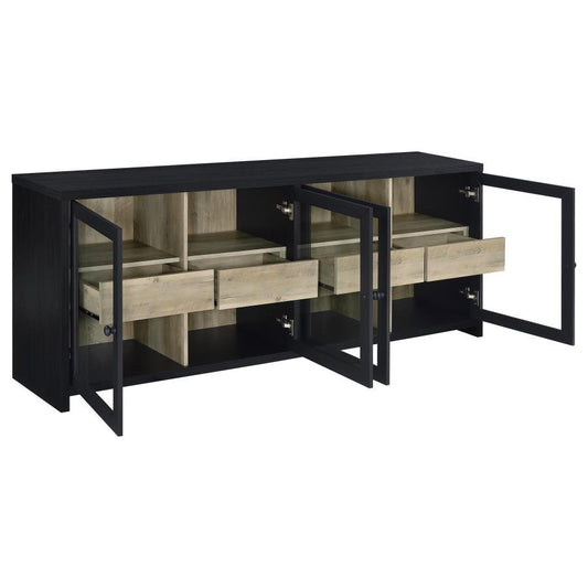 Denison - 3 Piece Entertainment Center 79" TV Stand - Black Entertainment Centers by Coaster Fine Furniture - Walls Furniture & Mattress