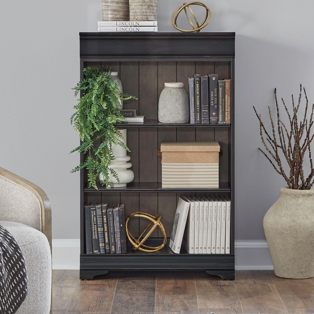 Meritage - 48" Bookcase (RTA) - Black Standard Bookcases by Liberty Furniture - Walls Furniture & Mattress