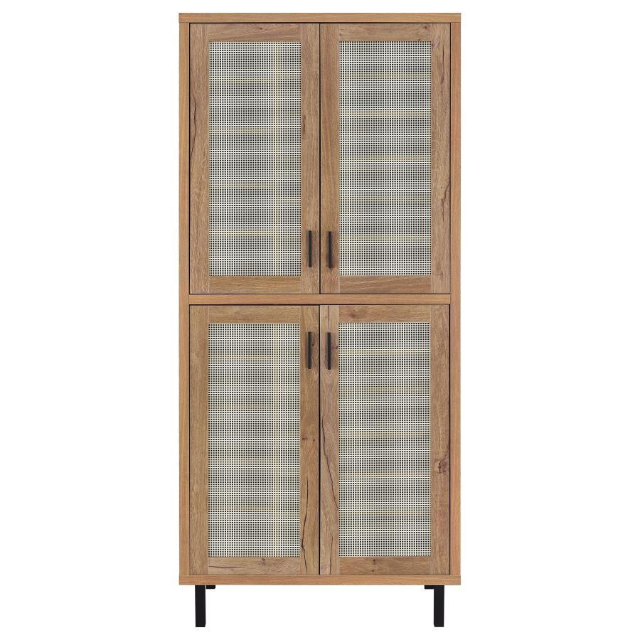 Teller - 4 - Door Tall Shoe Storage Cabinet - Natural Oak Accent Cabinets by Coaster Fine Furniture - Walls Furniture & Mattress
