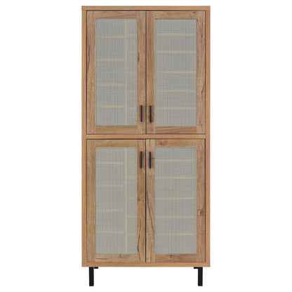 Teller - 4 - Door Tall Shoe Storage Cabinet - Natural Oak Accent Cabinets by Coaster Fine Furniture - Walls Furniture & Mattress