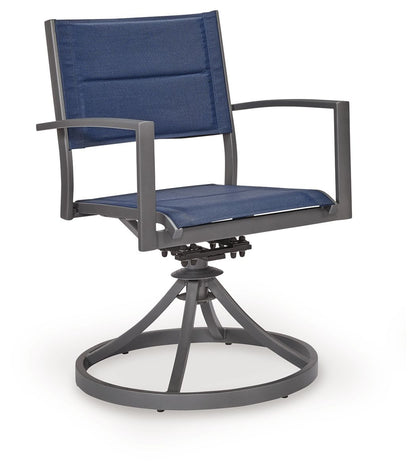 Rocky Creek - Sling Swivel Chair (Set of 2) - Blue / Gray Chair Sets by Signature Design by Ashley® - Walls Furniture & Mattress