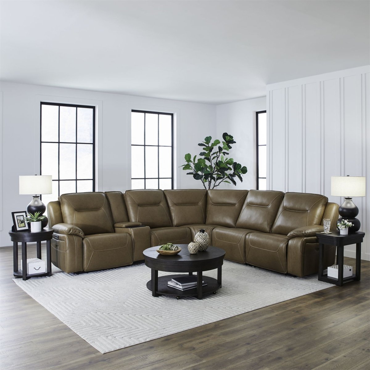 Callihan - 6 Piece Sectional - York Butternut Reclining Sectionals by Liberty Furniture - Walls Furniture & Mattress