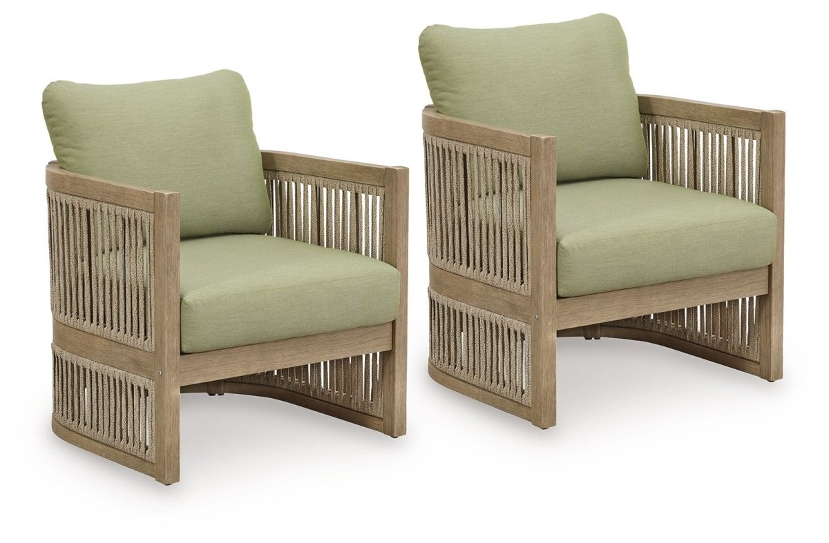 Serena Shores - Beige / Green - Lounge Chair With Cushion (Set of 2) Chair Sets by Signature Design by Ashley® - Walls Furniture & Mattress