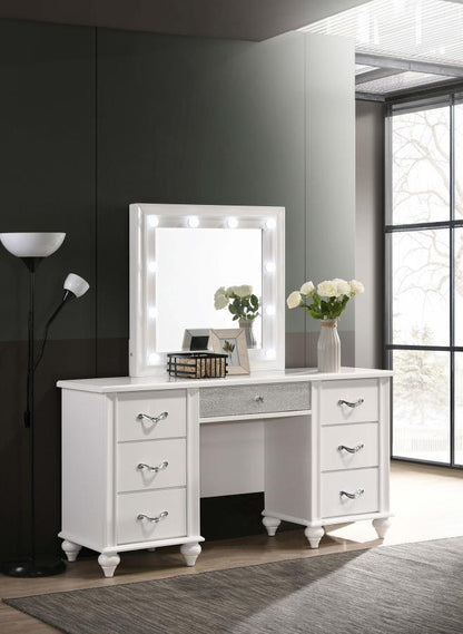 Barzini - 7 - Drawer Vanity Set With Lighting - White Vanity Sets by CoasterElevations - Walls Furniture & Mattress