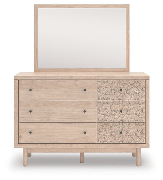 Arloster - 4 Pc. - Full Panel Storage Bed, Dresser, Mirror And Nightstand - Tan 4 Piece Bedroom Sets by Signature Design by Ashley® - Walls Furniture & Mattress