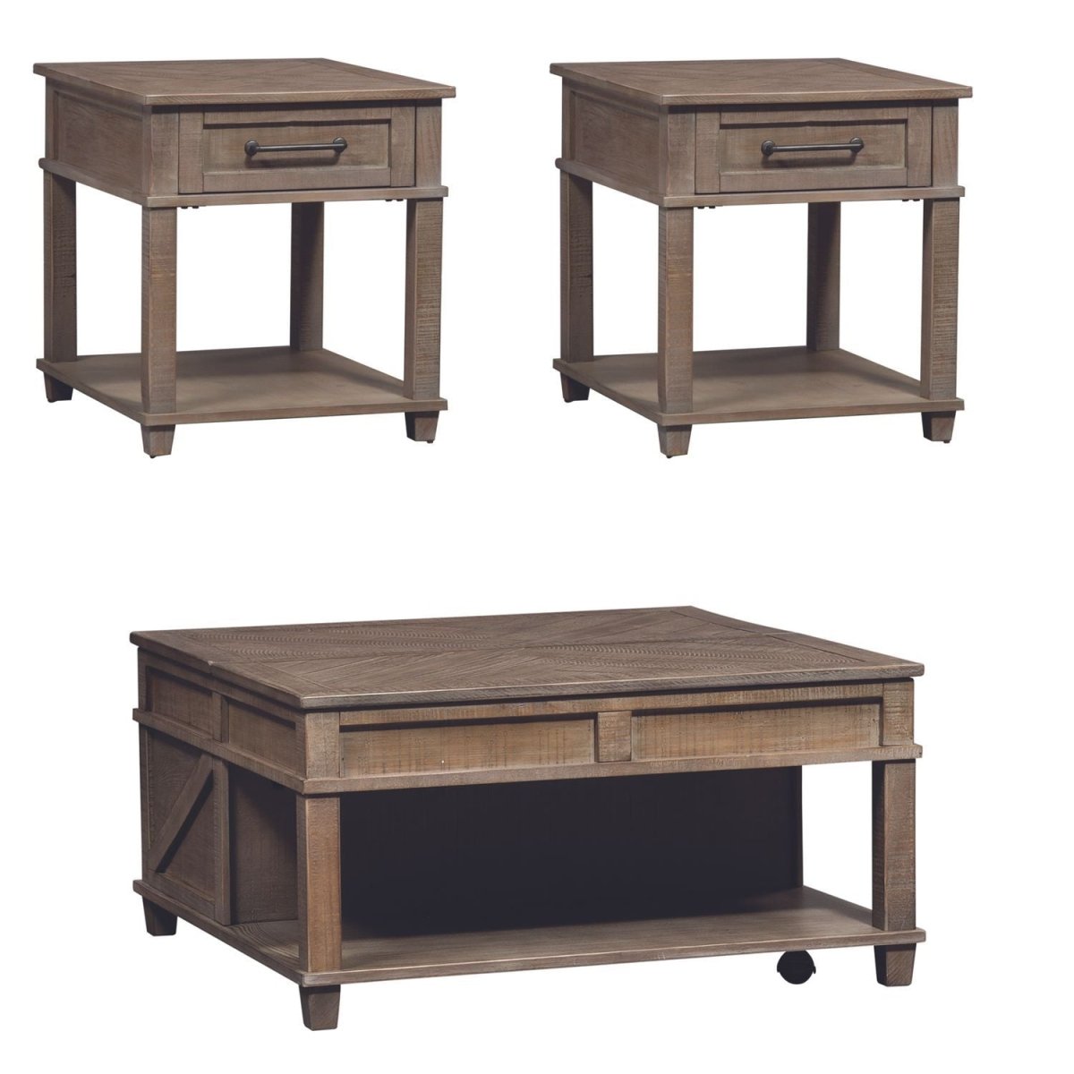 Parkland Falls - 3 Piece Table Set (1 Lift Top Cocktail Table 2 End Tables) - Light Brown Table Sets by Liberty Furniture - Walls Furniture & Mattress