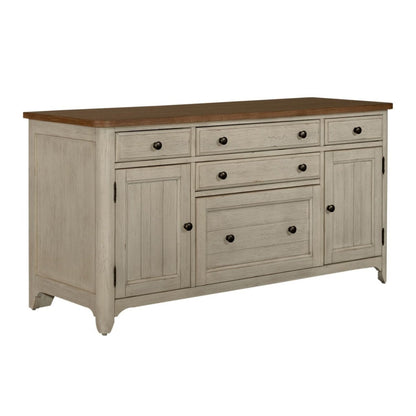 Farmhouse Reimagined - Door Credenza - Antique White / Chestnut Tops Credenzas by Liberty Furniture - Walls Furniture & Mattress