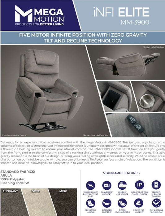 iNFI ELITE Arula Dove Large Infinite Position Lift Chair