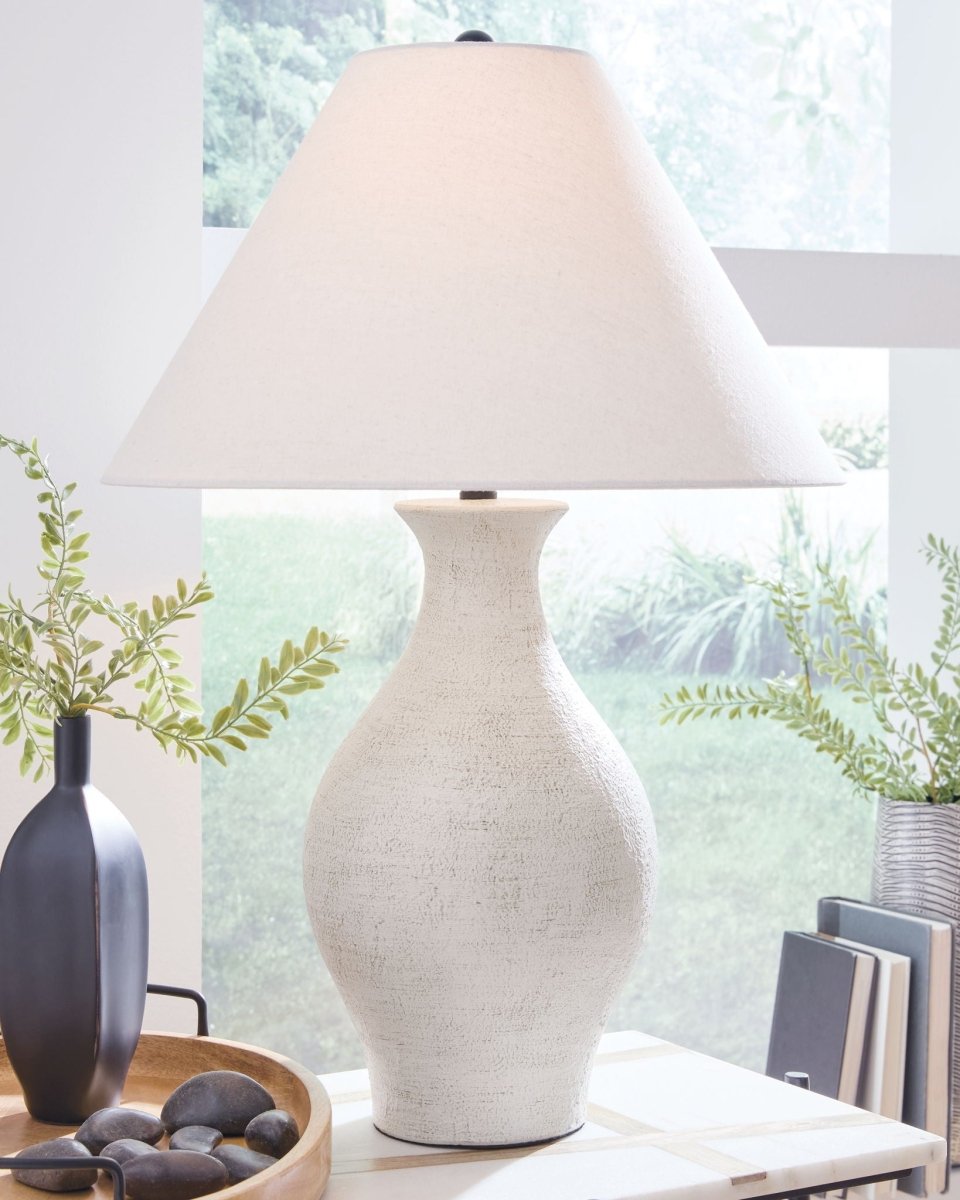 Ashbend - Ceramic Table Lamp - Antique White Table Lamps by Signature Design by Ashley® - Walls Furniture & Mattress