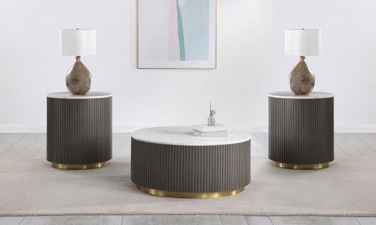 Jason - Round Marble Coffee Table Set Table Sets by Coaster Fine Furniture - Walls Furniture & Mattress