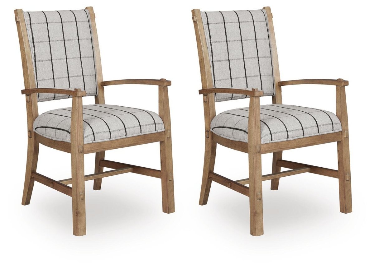 Ridgester - Dining Upholstered Arm Chair (Set of 2) - Light Brown Chair Sets by Benchcraft® - Walls Furniture & Mattress