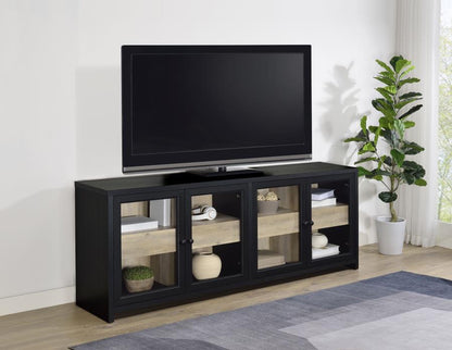 Denison - 79" 4 - Door TV Stand Media Console - Black TV Stands by Coaster Fine Furniture - Walls Furniture & Mattress