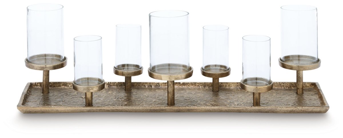 Wallmond - Antique Brass Finish - Candle Holder Candles & Holders by Signature Design by Ashley® - Walls Furniture & Mattress