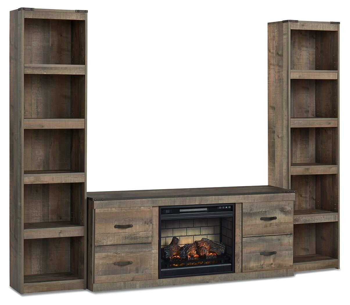Trinell - 3-Piece Entertainment Center With Electric Fireplace - Brown Entertainment Centers by Signature Design by Ashley® - Walls Furniture & Mattress