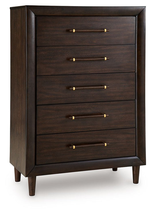 Dantenton - Five Drawer Chest - Merlot Accent Chests by Benchcraft® - Walls Furniture & Mattress