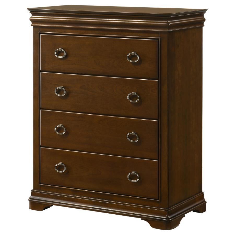 Garland - 4 - Drawer Bedroom Chest Of Drawers - Brown Cherry Accent Chests by Coaster Fine Furniture - Walls Furniture & Mattress